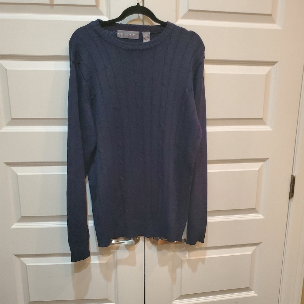 Oscar de la‎ Renta blue knit sweater size large men's